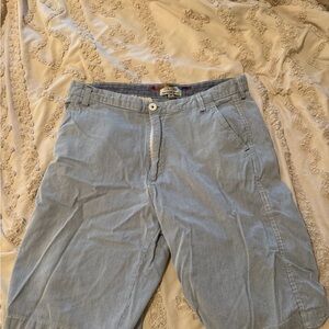 White and Blue striped flat front men’s shorts